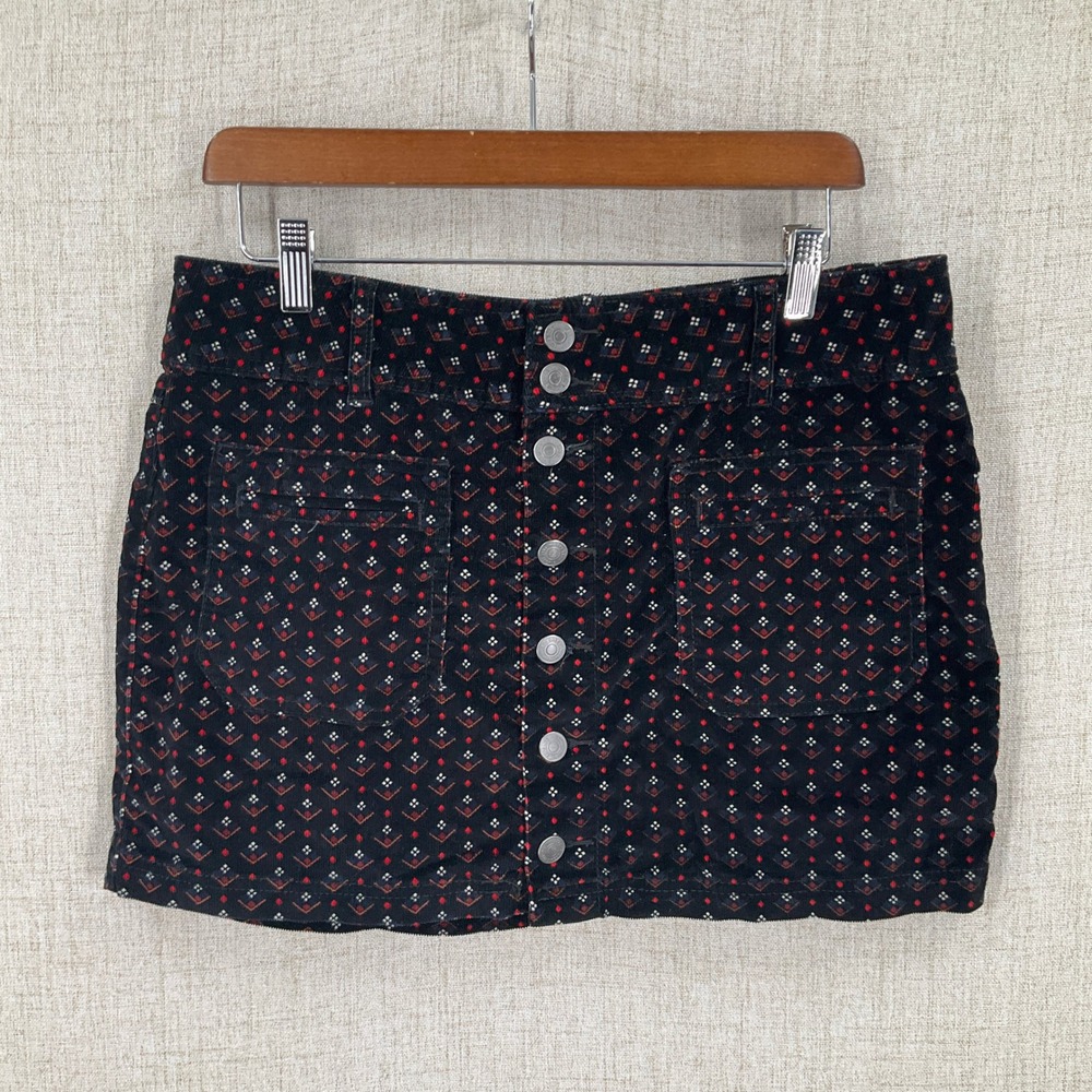 We The Free‎ Corduroy Mini Skirt Women 31 Black Cotton Boho Western Indi Retro